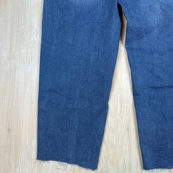 Eloquii Distressed High Rise Relaxed Straight Leg Casual Blue Denim Jeans 22 - Picture 10 of 16